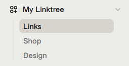 LinkTree Links tab highlighted